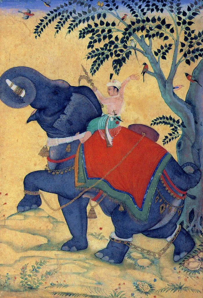 Kaiser-Akbar bändigt einen Elefanten