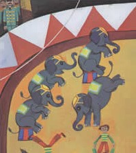 Zirkuselefanten in einem Kinderbuch